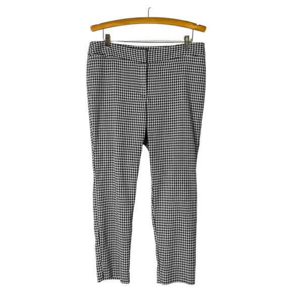 Liz Claiborne black white houndstooth stretchy knit preppy academia pants 12 - Picture 1 of 7